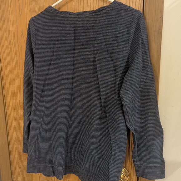 Lou and Grey Ribbed Navy Long Sleeve Top with Silver Zip Front Pockets-Women's L - Picture 4 of 4